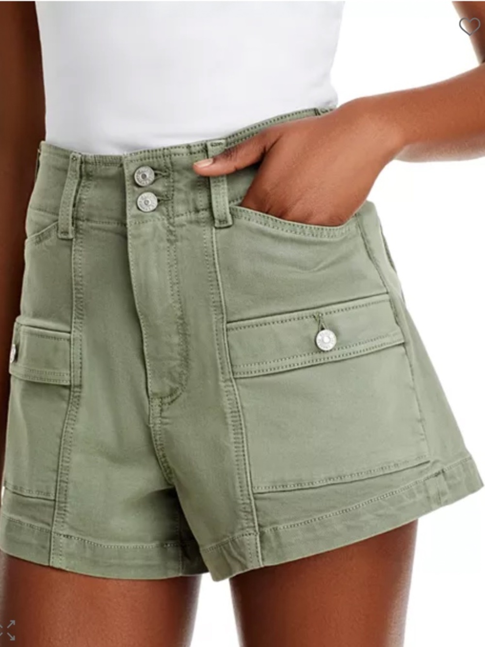 PAIGE Olivia Cargo Denim Shorts (Green)